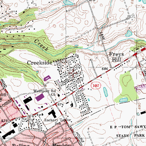 Topographic Map of Creekside, KY