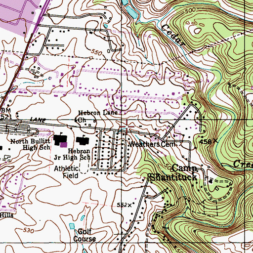 Topographic Map of Hebron Estates, KY