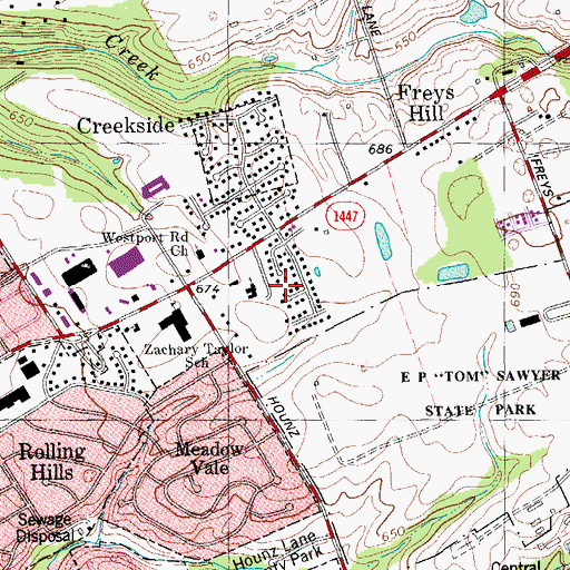 Topographic Map of Hickory Hill, KY