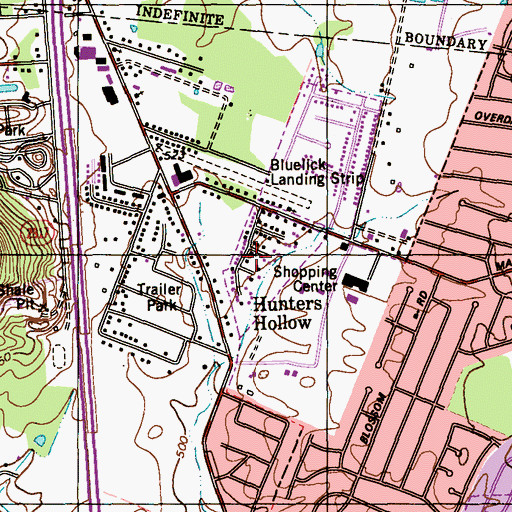 Topographic Map of Hunters Hollow, KY