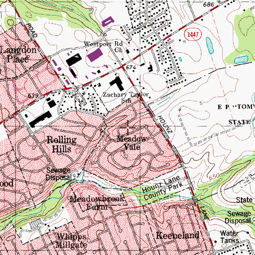 Topographic Map of Meadow Vale, KY