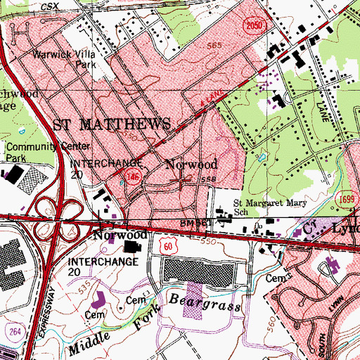 Topographic Map of Norwood, KY