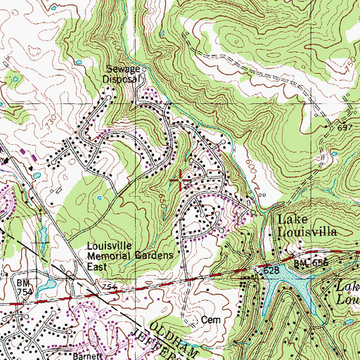 Topographic Map of Orchard Grass Hills, KY