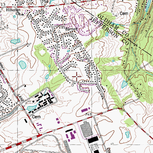 Topographic Map of Worthington Hills, KY