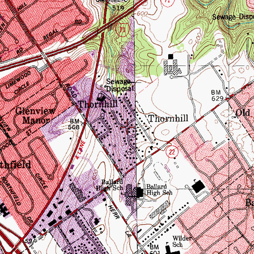 Topographic Map of Thornhill, KY