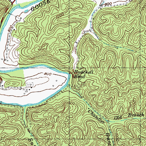 Topographic Map of Houchell Bend, KY