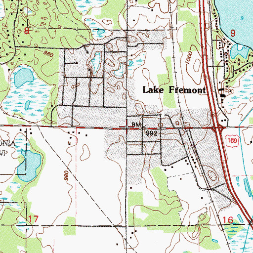 Topographic Map of Zimmerman Post Office, MN