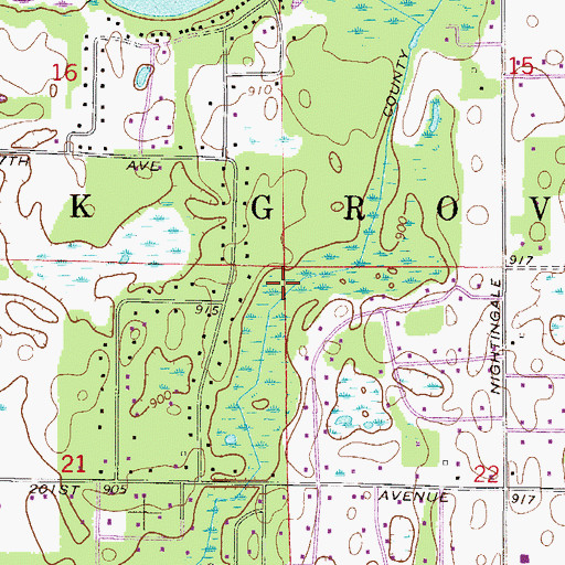 Topographic Map of Oak Grove, MN