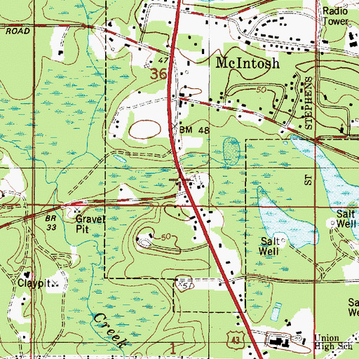 Topographic Map of McIntosh Post Office, AL