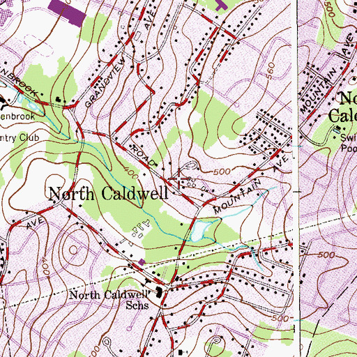 Topographic Map of North Caldwell, NJ