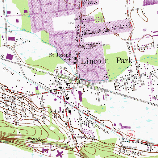 Topographic Map of Lincoln Park, NJ