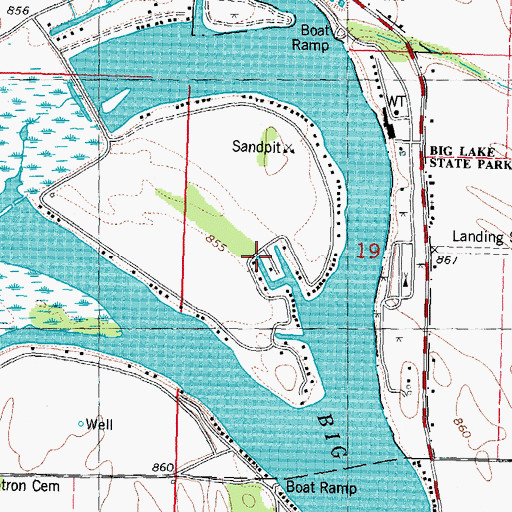 Topographic Map of Big Lake, MO