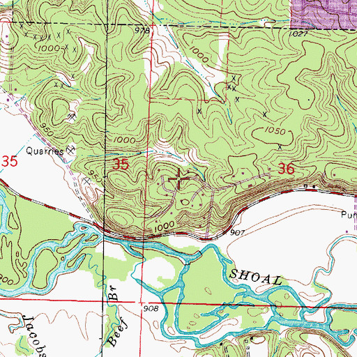 Topographic Map of Shoal Creek Estates, MO