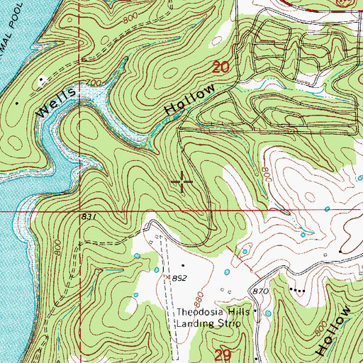 Topographic Map of Sundown, MO