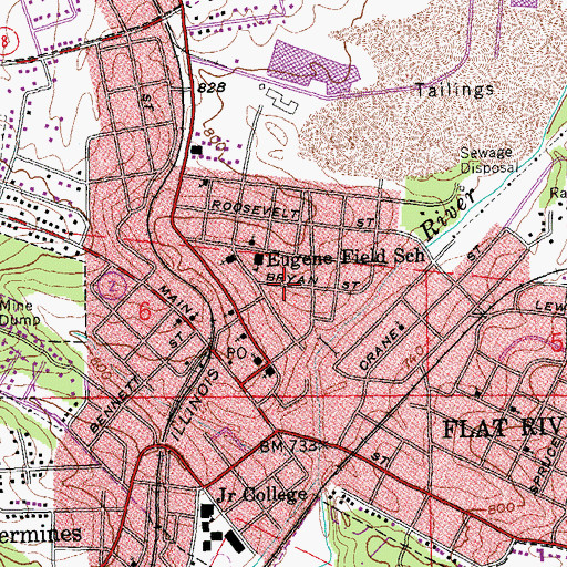 Topographic Map of Park Hills, MO