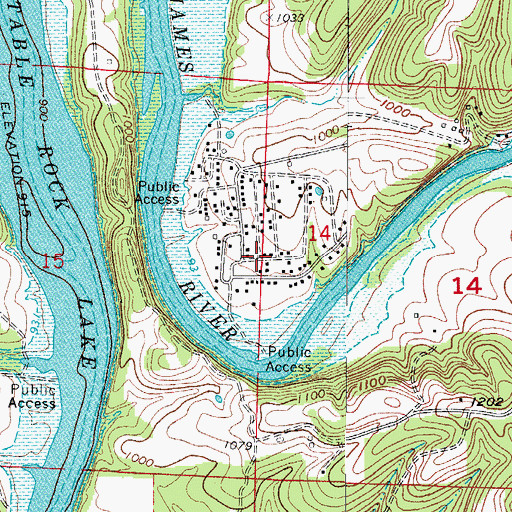 Topographic Map of McCord Bend, MO