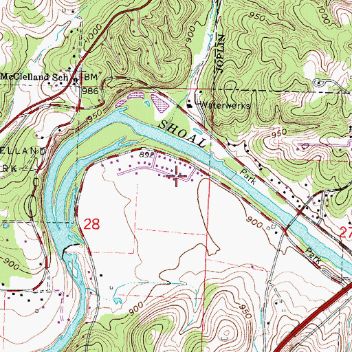 Topographic Map of Grand Falls Plaza, MO