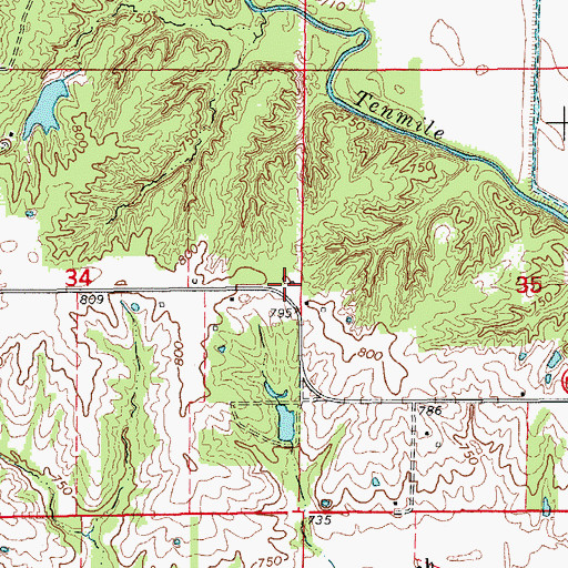 Topographic Map of Leslie Evangelical Church (historical), MO