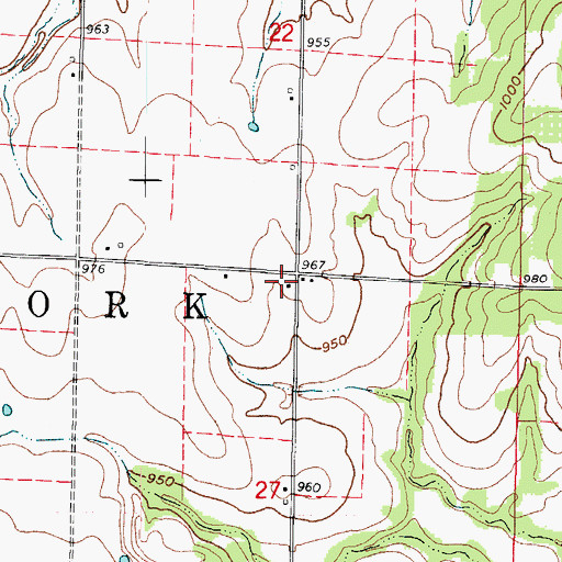 Topographic Map of Esrom Post Office, MO