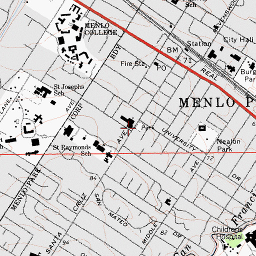 Topographic Map of Camp Fremont Park, CA