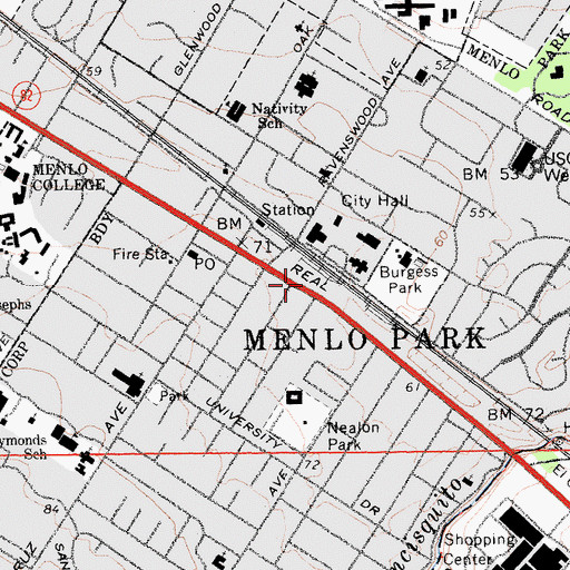 Topographic Map of Menlo Park Office Center, CA