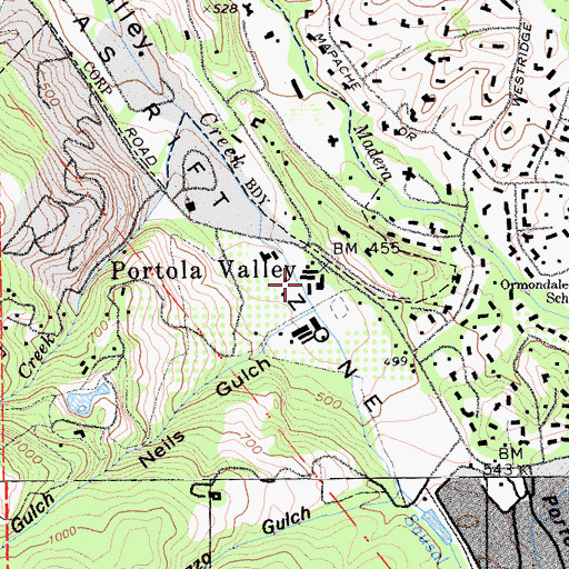 Topographic Map of Portola School, CA