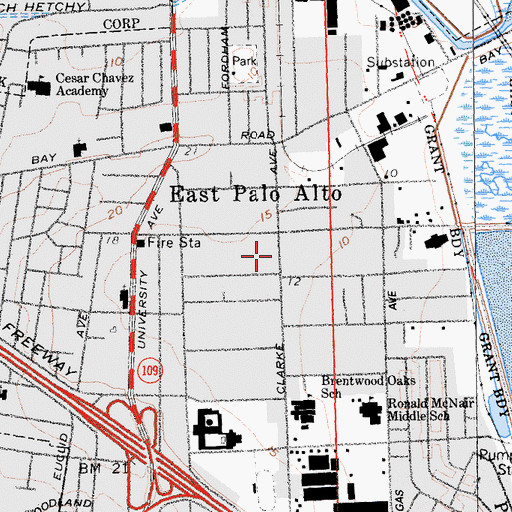 Topographic Map of Runnymeade (historical), CA