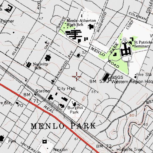 Topographic Map of Stanford Research Institute, CA