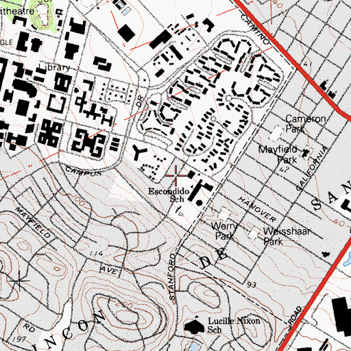Topographic Map of Bing Nursery School, CA