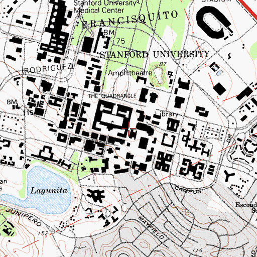 Topographic Map of Cecil H Green Library, CA