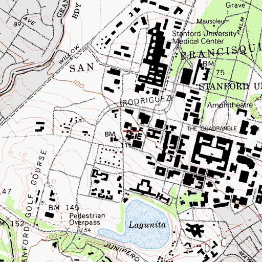 Topographic Map of Cedar Hall, CA