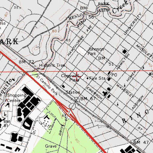 Topographic Map of Cogswell Plaza, CA