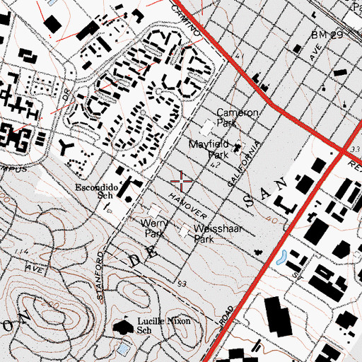 Topographic Map of College Terrace, CA