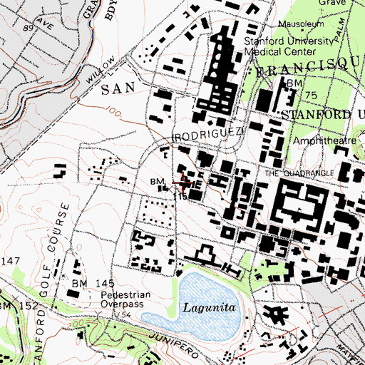 Topographic Map of Cypress Hall, CA