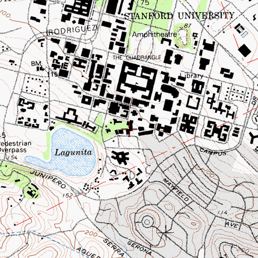 Topographic Map of Dinkelspiel Memorial Music Auditorium, CA