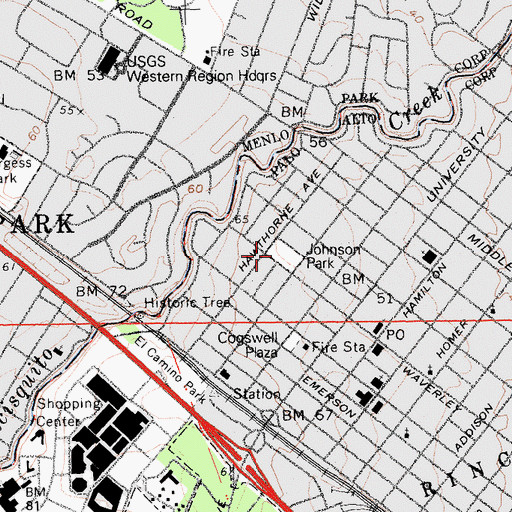 Topographic Map of Doctor E E Johnson Park, CA