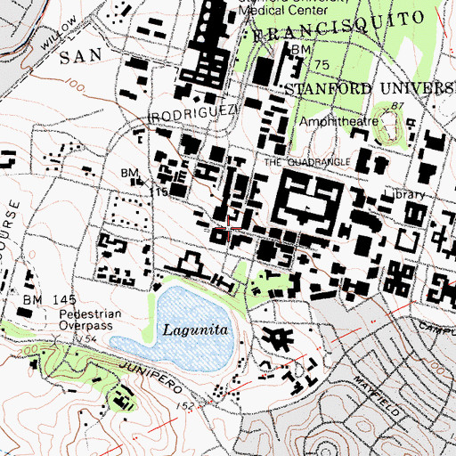 Topographic Map of Durand Hall, CA