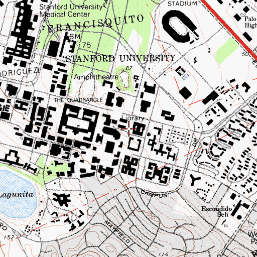 Topographic Map of Encina Hall, CA