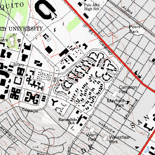 Topographic Map of Escondido Village, CA