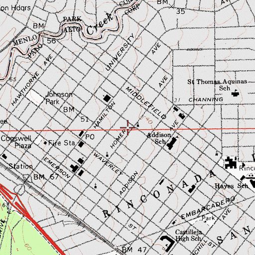 Topographic Map of First Lutheran Church, CA
