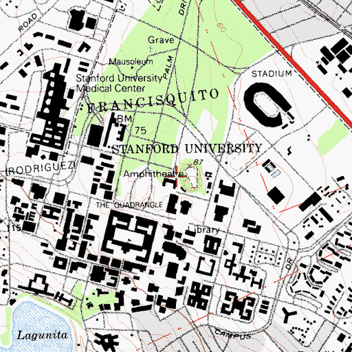 Topographic Map of Frost Amphitheatre, CA