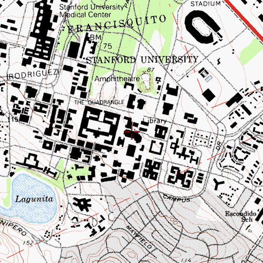 Topographic Map of Herbert Hoover Memorial Building, CA