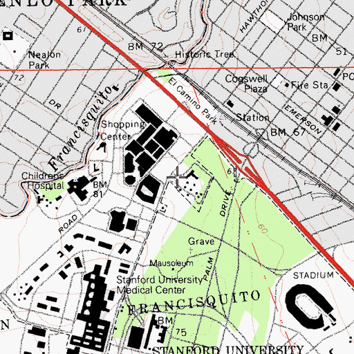 Topographic Map of Hoover Pavilion, CA