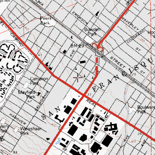 Topographic Map of Jerusalem Baptist Church, CA