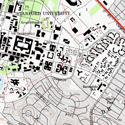 Topographic Map of Kimball Hall, CA