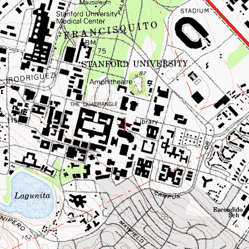 Topographic Map of Lou Henry Hoover Building, CA