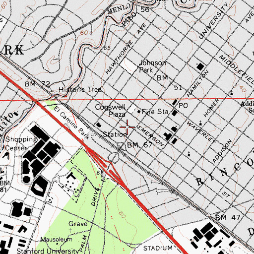 Topographic Map of Lytton Plaza, CA