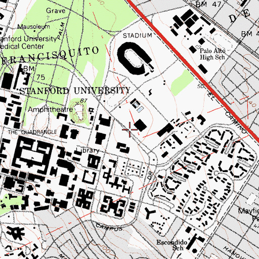 Topographic Map of Maples Pavilion, CA