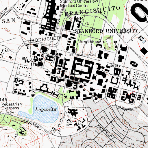 Topographic Map of Memorial Church, CA