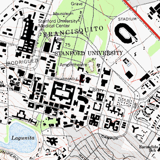 Topographic Map of Memorial Hall, CA